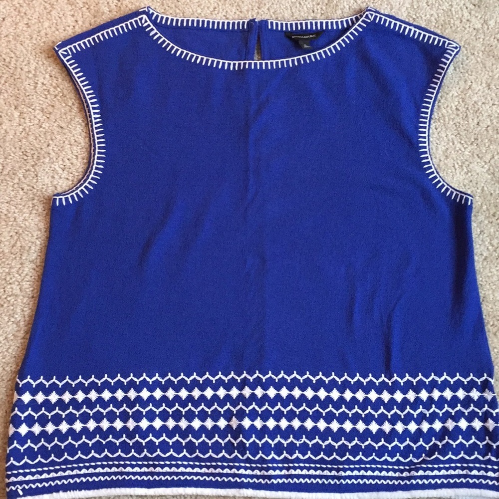 Banana Republic Royal Blue and White Sleeveless Knit Tank
